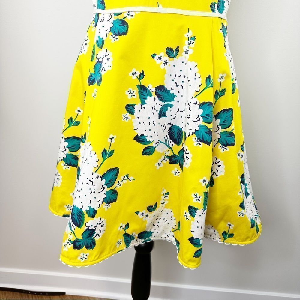 Draper James Lemon‎ Yellow Hydrangea Row Payton Cotton Sun Dress Size 10 - Picture 11 of 16